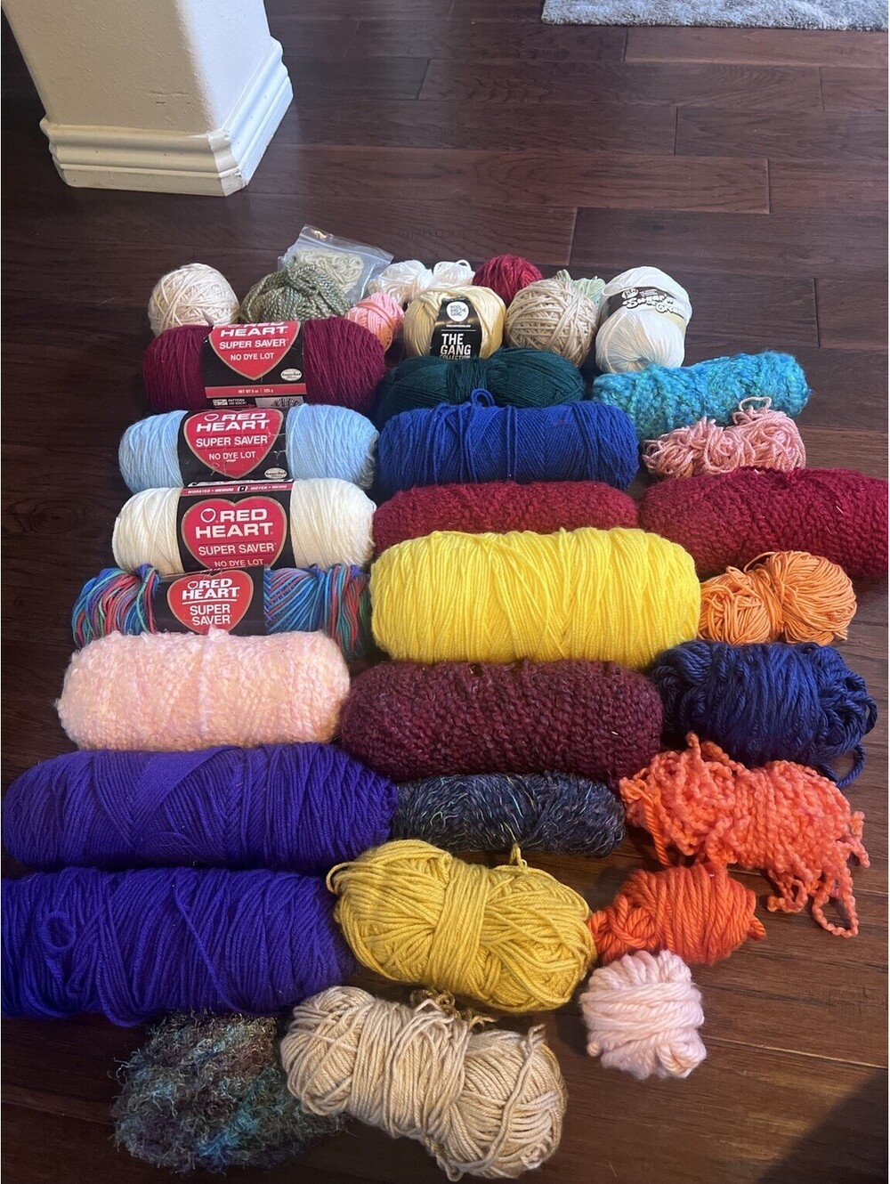 Large Mixed Yarn Lot 30+ Skeins Balls Red Heart Sugar’n Cream Craft Crochet